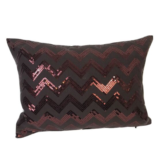 New Thro by Mario Lorenz Decorative Pillow Brown Sequin Embellished 20" x 14" - Picture 1 of 7